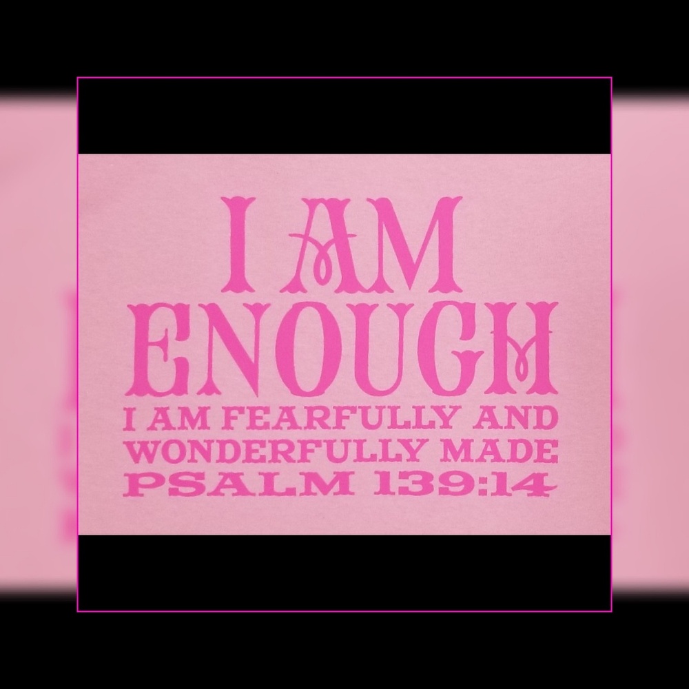 "I Am Enough" casual lng slv pink graphic tee - Picture 2 of 5